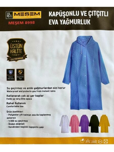 Meşem Kapüşonlu Ve Çıtçıtlı Eva Yağmurluk