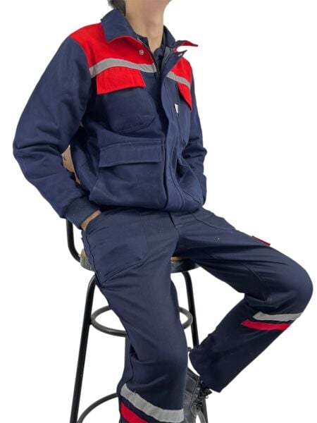 Kışlık İş Pantolonu Lacivert Kırmızı